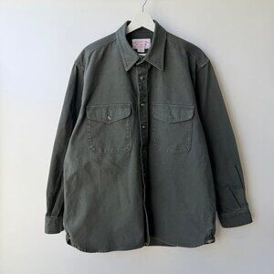 Filson Vintage Canvas Work Shirt Men’s Long Sleeve 100% Cotton Green L P22